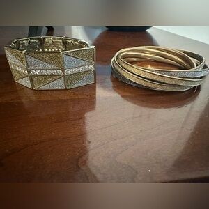 Gold and Silver Geometric Bracelet Set